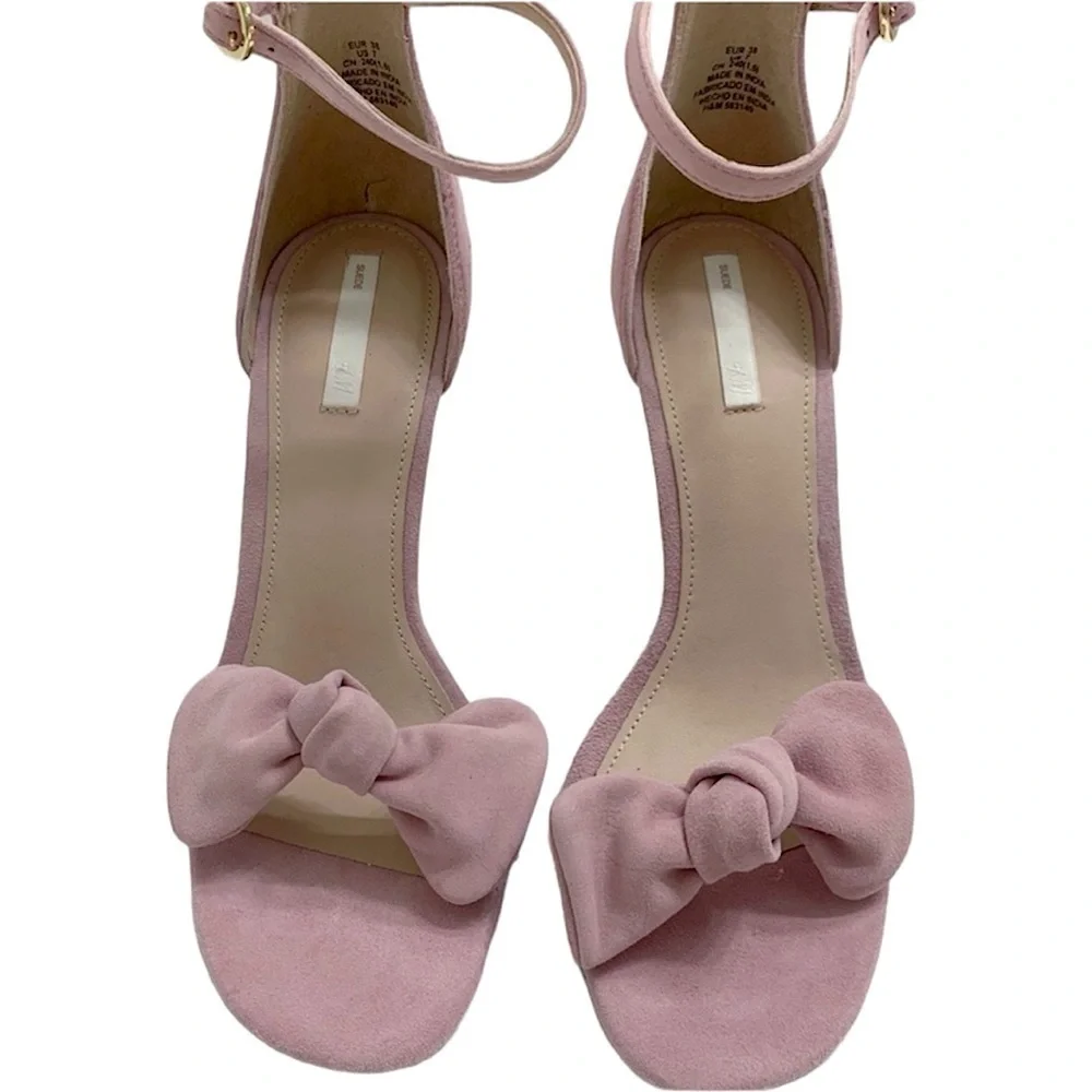 H&M Suede Bow Stiletto Heels Size 7/38 New
